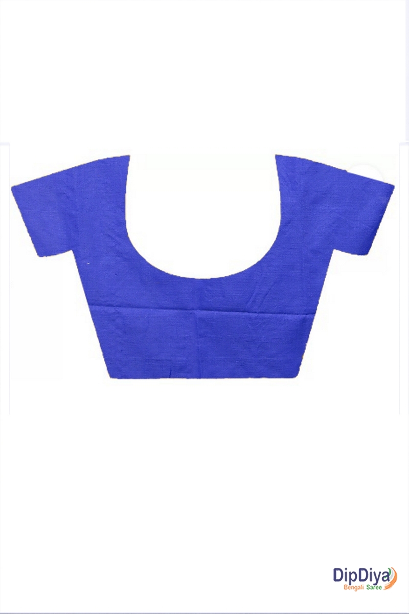 Blue Pure Cotton Paray Embroidery Handloom saree (296)